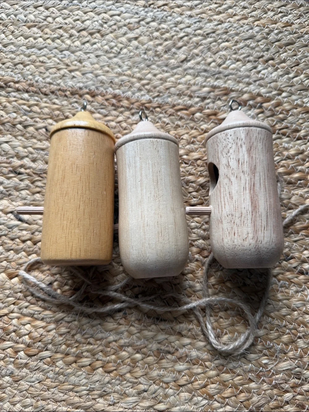 Natural Wood Hanging Hummington Birdhouse - Neutral (Set of 3)